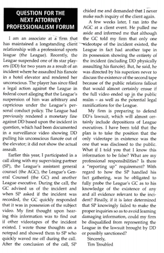 Illustration for article titled Here's An Odd Legal Journal Letter About The NFL And The Ray Rice Tapes